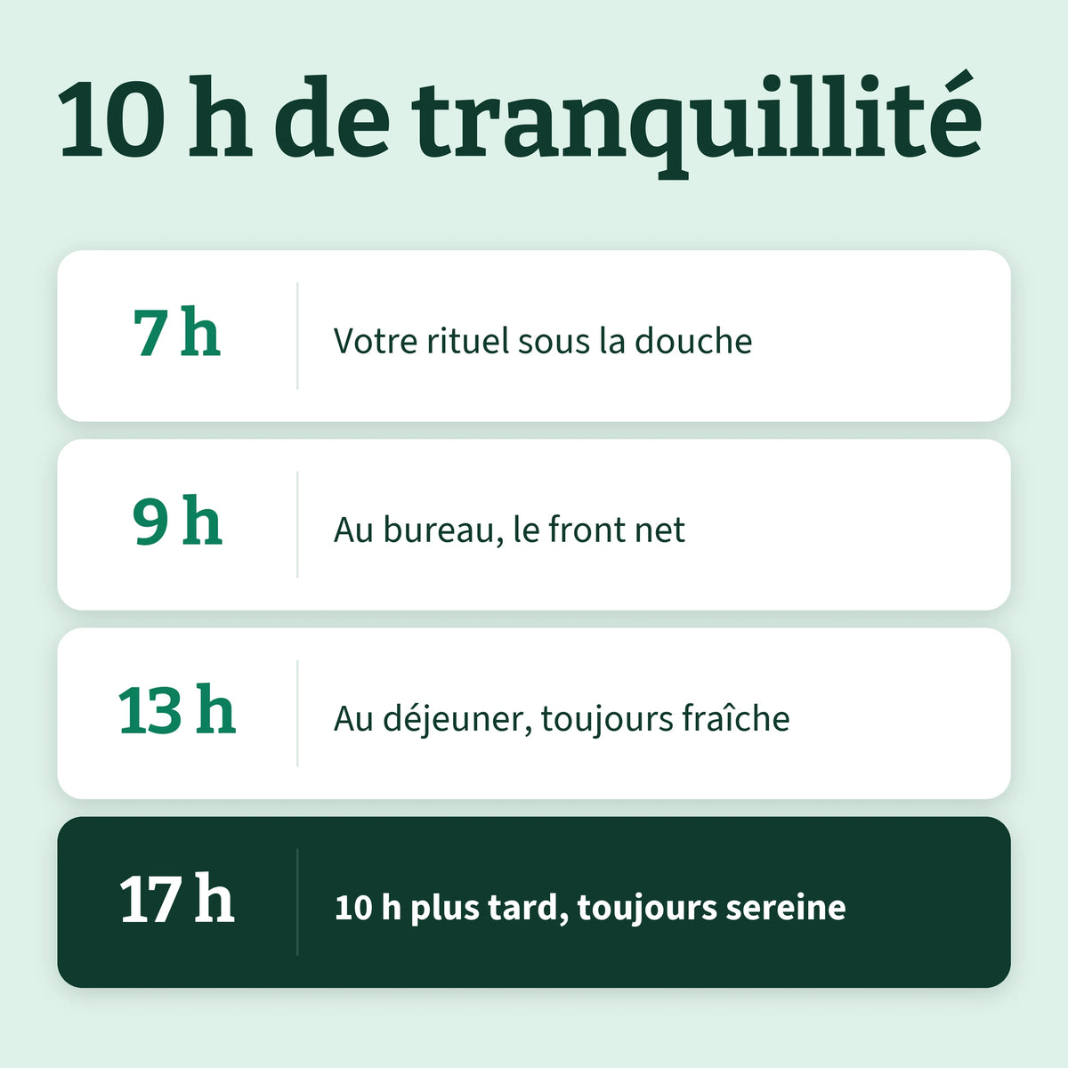 10 h de tranquillité, de 7 h à 17 h